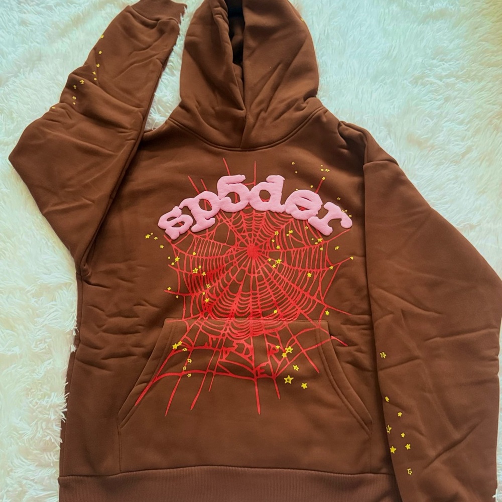 Brown Sp5der Hoodie Size Medium Men’s Brand New Read Description
